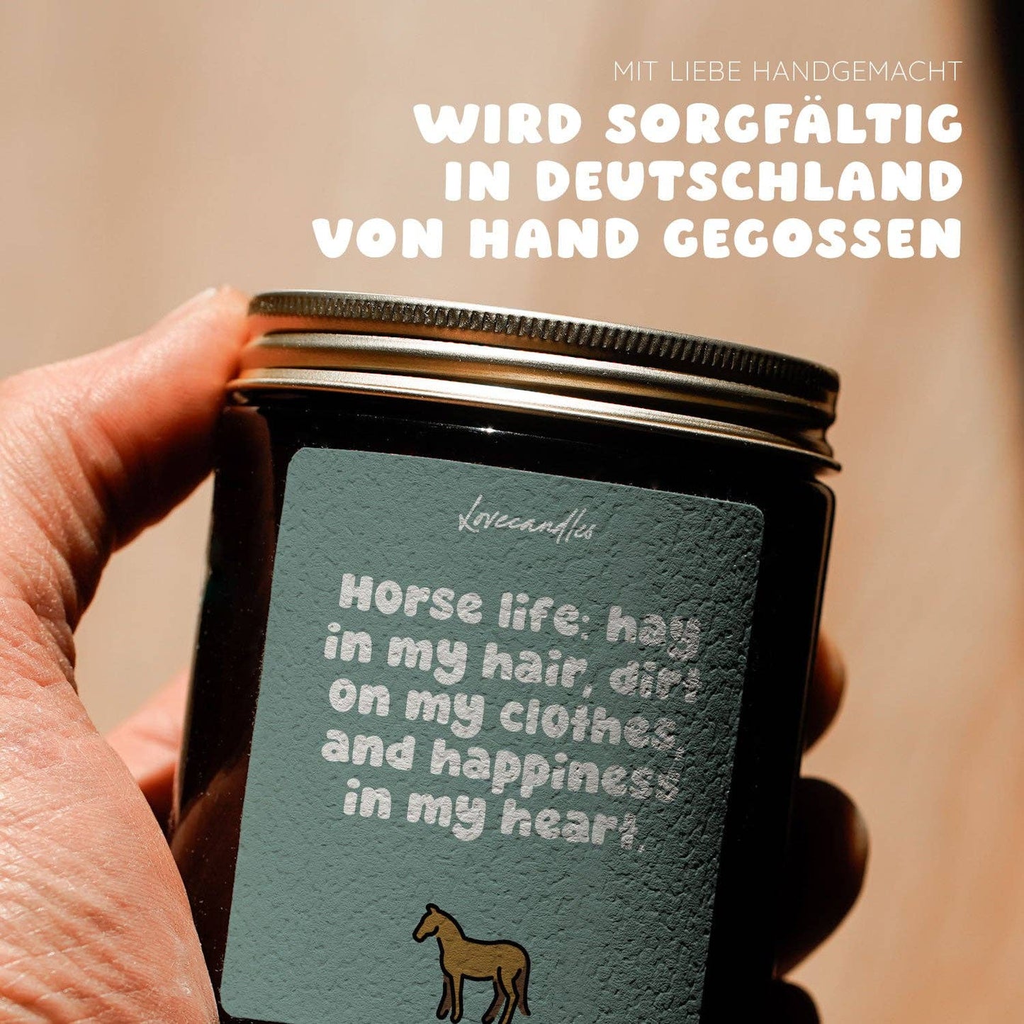 Vanille Duftkerze - Horse life: hay in my hair, dirt on my clothes, and happiness in my heart