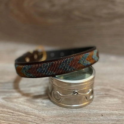 Hundehalsband Maasai aus Leder mit Perlen - Größe L - Glam & Gallop